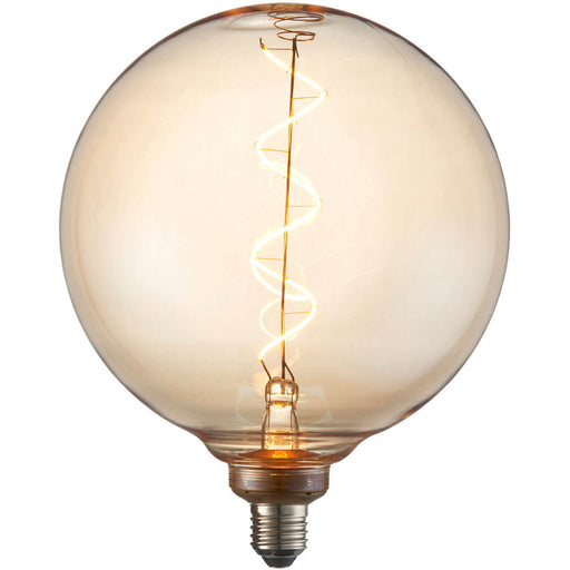 Amber Glass 4W E27 LED Light Bulb - Spiral Design - Non-dimmable Warm White - 320lm 2000k