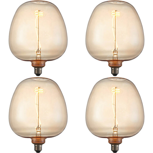 4 PACK Amber Glass 4W E27 LED Light Bulb - Non-dimmable Warm White - 320lm 2000k