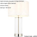 Bright Nickel Plate & Clear Glass Table Lamp - Vintage White Fabric - 440mm Dimmable Tall Light