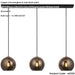 Hanging Ceiling Pendant Light - Copper Mirrored Glass & Matt Black Paint - 3 X 10W LED E27