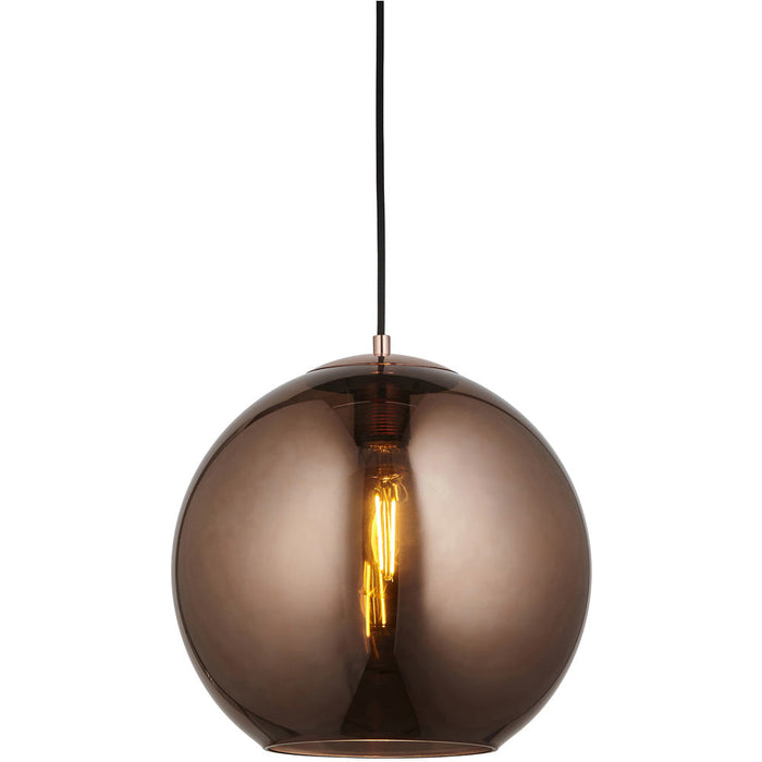 Hanging Ceiling Pendant Light - Copper Mirrored Glass & Matt Black Paint - 10W LED E27