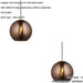 2 PACK Hanging Ceiling Pendant Light - Copper Mirrored Glass & Matt Black Paint - 10W LED E27