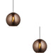 2 PACK Hanging Ceiling Pendant Light - Copper Mirrored Glass & Matt Black Paint - 10W LED E27