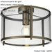 Semi Flush Low Ceiling Light - Antique Brass & Clear Glass - 10W Max LED E27