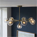 Multi Arm Hanging Ceiling Pendant Light - Antique Brass Plate & Clear Spiral Glass - 8 X 7W LED E14