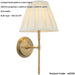 Indoor Antique Brass Plate Wall Light - Cream Fabric Shade - Dimmable 6W LED E14