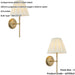 2 PACK Indoor Antique Brass Plate Wall Light - Cream Fabric Shade - Dimmable 6W LED E14