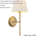 Indoor Antique Brass Plate Wall Light - Ivory Linen Mix Fabric Shade - Dimmable 6W LED E14