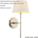 Indoor Bright Nickel Plate Wall Light - Ivory Linen Mix Fabric Shade - Dimmable 6W LED E14