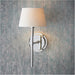 Indoor Bright Nickel Plate Wall Light - Ivory Linen Mix Fabric Shade - Dimmable 6W LED E14