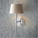 Indoor Bright Nickel Plate Wall Light - Grey Linen Mix Fabric Shade - Dimmable 6W LED E14