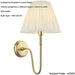 Indoor Antique Brass Plate Wall Light - Cream Fabric Shade - Dimmable 10W LED E27