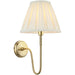 Indoor Antique Brass Plate Wall Light - Cream Fabric Shade - Dimmable 10W LED E27