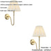 2 PACK Indoor Antique Brass Plate Wall Light - Cream Fabric Shade - Dimmable 10W LED E27