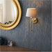 Indoor Antique Brass Plate Wall Light - Ivory Linen Mix Fabric Shade - Dimmable 10W LED E27