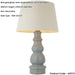 Blue Grey Glaze & Satin Nickel Plate Table Lamp - Ivory Linen Fabric - 660mm Tall Light