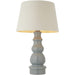 Blue Grey Glaze & Satin Nickel Plate Table Lamp - Ivory Linen Fabric - 660mm Tall Light