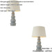 2 PACK Blue Grey Glaze & Satin Nickel Plate Table Lamp - Ivory Linen Fabric - 660mm Tall Light