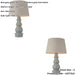 2 PACK Blue Grey Glaze & Satin Nickel Plate Table Lamp - Grey Linen Fabric - 660mm Tall Light