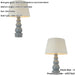 2 PACK Blue Grey Glaze & Satin Nickel Plate Table Lamp - Ivory Linen Fabric Shade - 685mm Tall Light - 10W LED E27