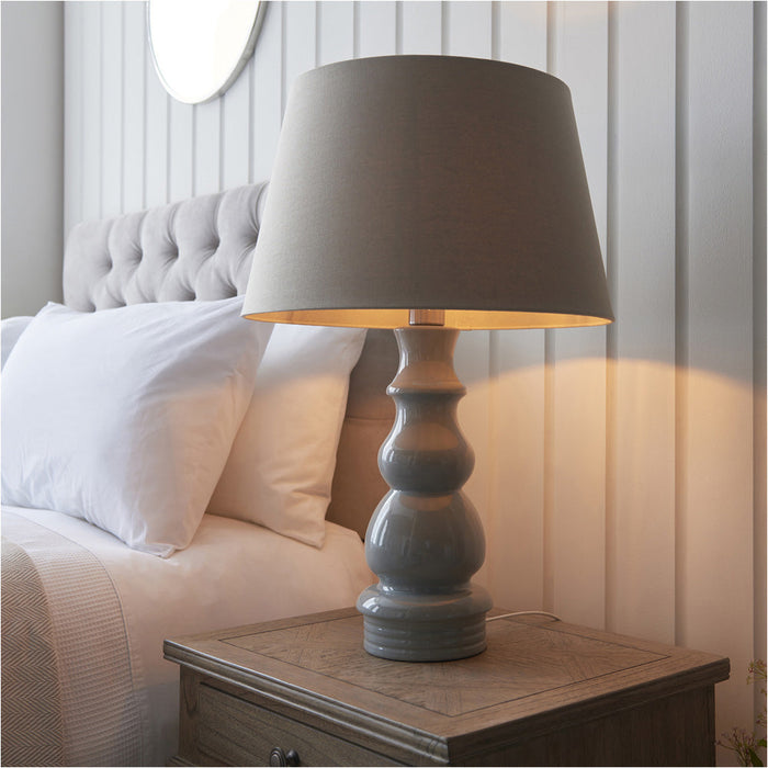 2 PACK Blue Grey Glaze & Satin Nickel Platetable Lamp - 685mm Tall Light