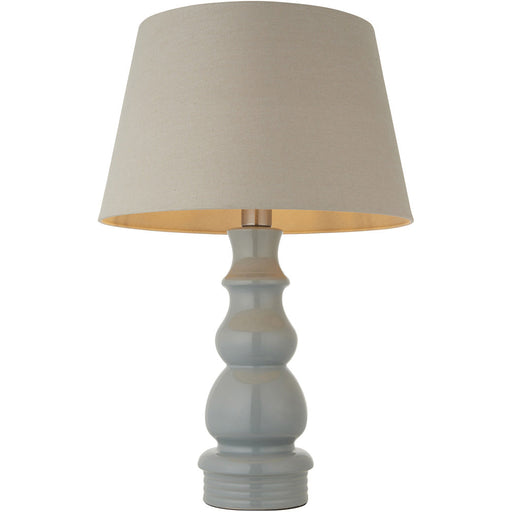 Blue Grey Glaze & Satin Nickel Platetable Lamp - 685mm Tall Light