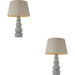 2 PACK Blue Grey Glaze & Satin Nickel Platetable Lamp - 685mm Tall Light