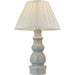 Blue Grey Glaze & Satin Nickel Plate Table Lamp - Ivory Silk Fabric - 660mm Tall Light