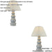 2 PACK Blue Grey Glaze & Satin Nickel Plate Table Lamp - Ivory Silk Fabric - 660mm Tall Light