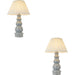 2 PACK Blue Grey Glaze & Satin Nickel Plate Table Lamp - Cream Fabric - 650mm Tall Light