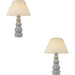 2 PACK Blue Grey Glaze & Satin Nickel Plate Table Lamp - Cream Fabric - 675mm Tall Light