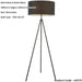 1480mm Floor Lamp - Matt Black & Black Fabric Modern Reading Tripod - Standing LED Light Base & Shade