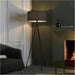 2 PACK 1480mm Floor Lamp - Matt Black & Black Fabric Modern Reading Tripod - Standing LED Light Base & Shade