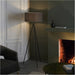 1480mm Floor Lamp - Matt Black & Black Fabric Modern Reading Tripod - Standing LED Light Base & Shade