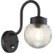 Outdoor Textured Black Wall Light - Clear Ribbed Glass Shade - Non-Dimmable 10W LED E27