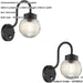 2 PACK Outdoor Textured Black Wall Light - Clear Ribbed Glass Shade - Non-Dimmable 10W LED E27