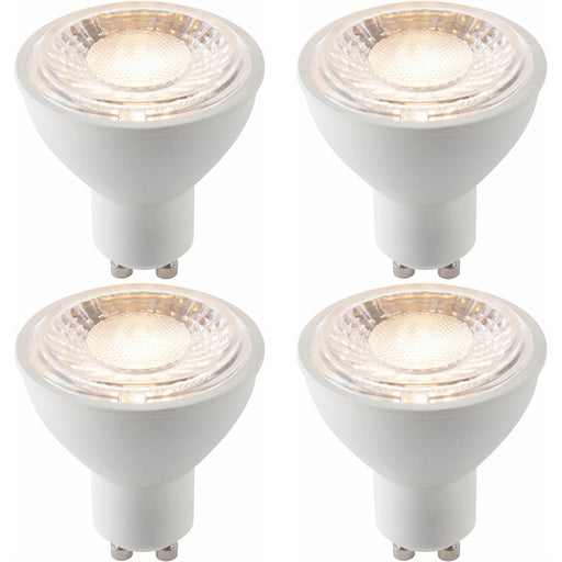 4 PACK White & Clear 7W GU10 SMD LED Light Bulb - Non-dimmable Warm White - 680lm 3000k