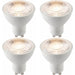 4 PACK White & Clear 7W GU10 SMD LED Light Bulb - Non-dimmable Warm White - 680lm 3000k