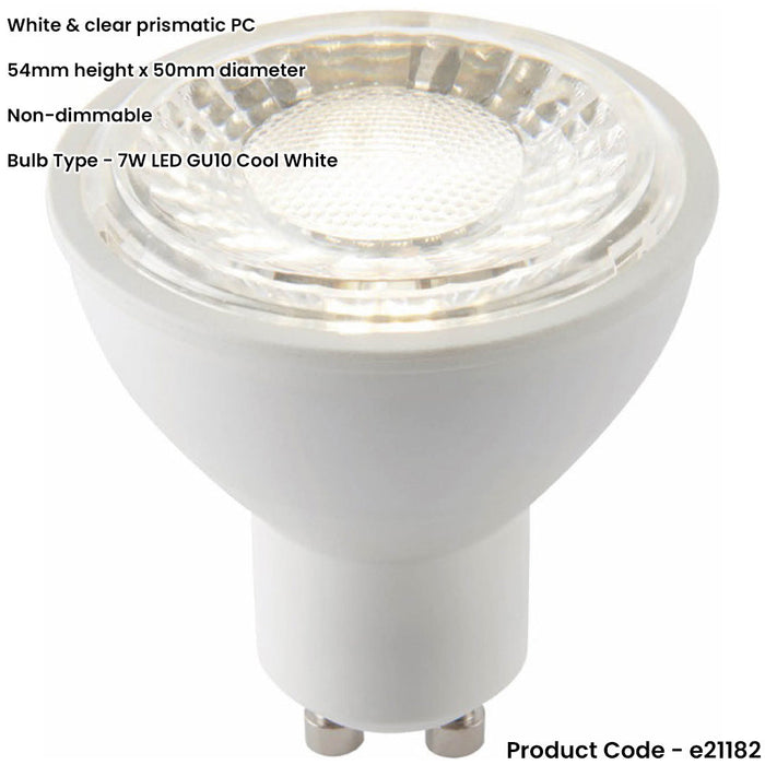 White & Clear 7W GU10 SMD LED Light Bulb - Non-dimmable Cool White - 680lm 4000k