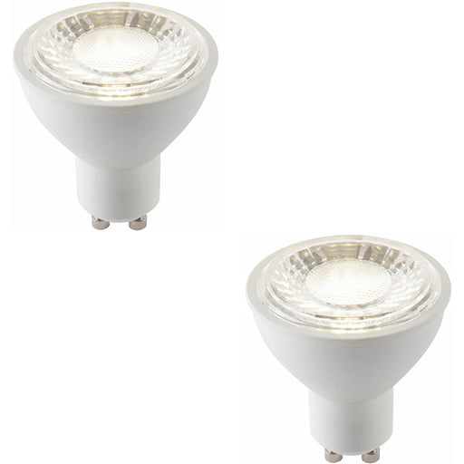 2 PACK White & Clear 7W GU10 SMD LED Light Bulb - Non-dimmable Cool White - 680lm 4000k