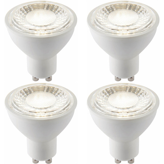 4 PACK White & Clear 7W GU10 SMD LED Light Bulb - Non-dimmable Cool White - 680lm 4000k