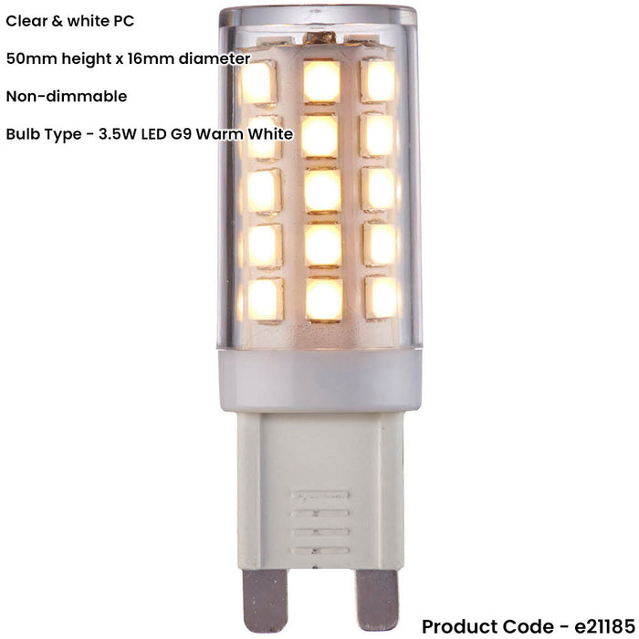 Clear & White 3.5W G9 SMD LED Light Bulb - Non-dimmable Warm White - 400lm 3000k