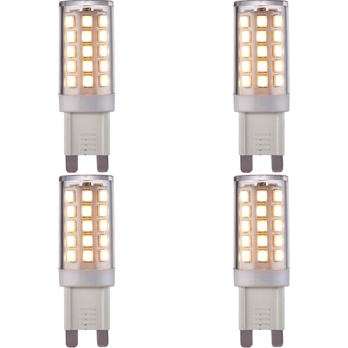 4 PACK Clear & White 3.5W G9 SMD LED Light Bulb - Non-dimmable Warm White - 400lm 3000k