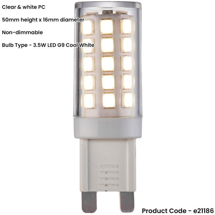 Clear & White 3.5W G9 SMD LED Light Bulb - Non-dimmable Cool White - 400lm 4000k