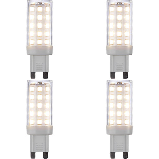 4 PACK Clear & White 4.8W G9 SMD LED Light Bulb - Dimmable Cool White - 470lm 4000k