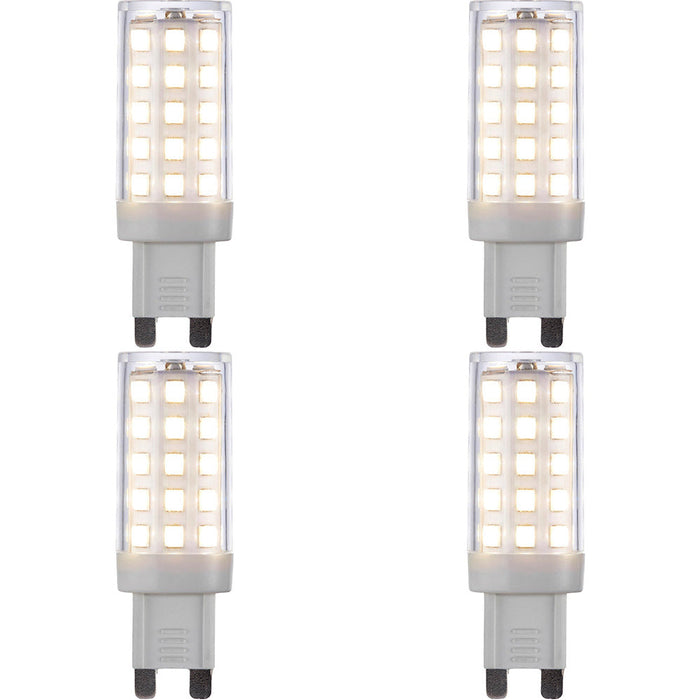 4 PACK Clear & White 4.8W G9 SMD LED Light Bulb - Dimmable Cool White - 470lm 4000k