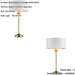 2 PACK Antique Brass Plate Table Lamp - Vintage White Fabric Shade - 447mm Tall Light - 7W LED E14