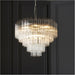 Multi Arm Hanging Ceiling Pendant Light - Bright Nickel Plate & Clear Ribbed Glass - 12 X 3W LED G9