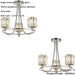 2 PACK Bright Nickel Semi Flush Low Ceiling Light - Clear Multi Arm Glass - 3 X 6W LED E14