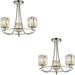 2 PACK Bright Nickel Semi Flush Low Ceiling Light - Clear Multi Arm Glass - 3 X 6W LED E14